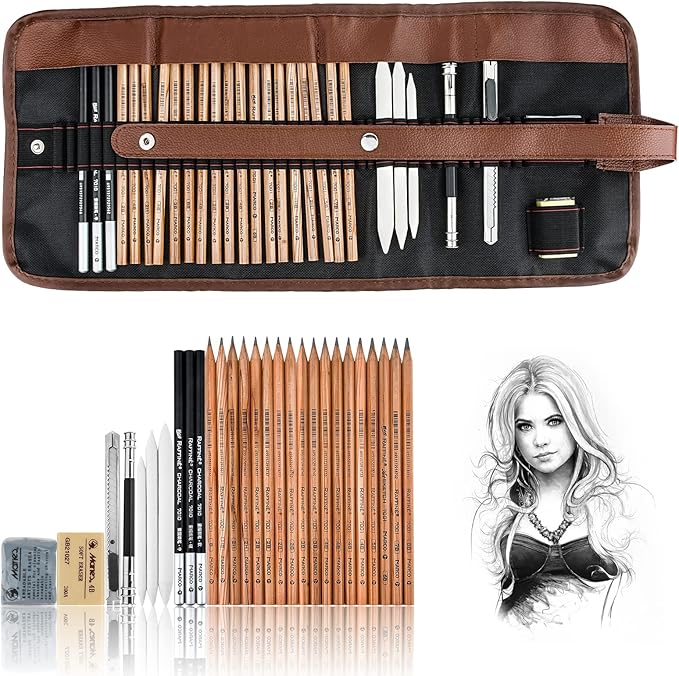 YunQiDeer Drawing Pencils, Art Supplies Sketch Pencils Kit for Kids Adults, Professional Charcoal Sketching Graphite Art Pencils Set