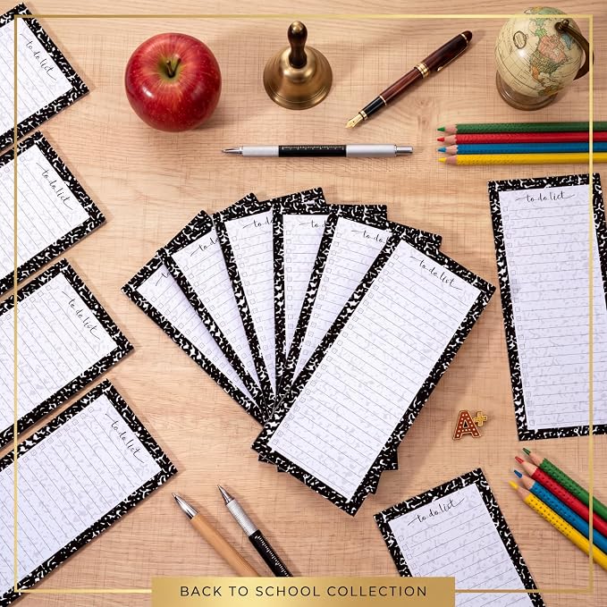 Censen 10 Pack 500 Sheets to Do List Notes Daily Checklist Notepad with 50 Sheets Undated Memo Pad Color Block Shopping List Weekly Plan Notepad Organizer Planners(Black,Marble)