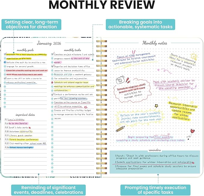 Monthly Planner 2026-2027, Aesthetic 2 Year Months Planner Calendar, 24-Months from January 2026 - December 2027, 26-27 Monthly Calendar Planner, Perfect for School Office Home, 7" x 10" - Drifting Whales
