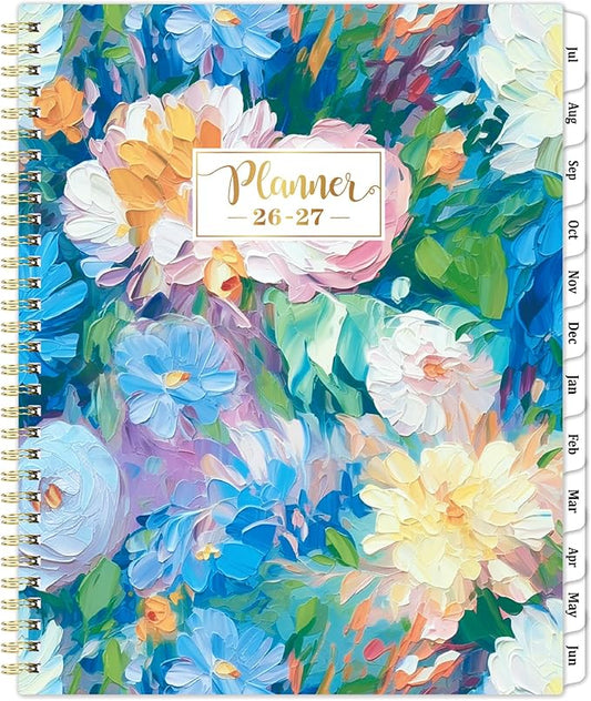 Planner 2026-2027 - 2026-2027 Planner Weekly and Monthly, July 2026 - June 2027, 8.5" x 11", Academic Planner 2026-2027 with Marked Tabs, Back Pocket, Perfect Daily Organizer - Floral
