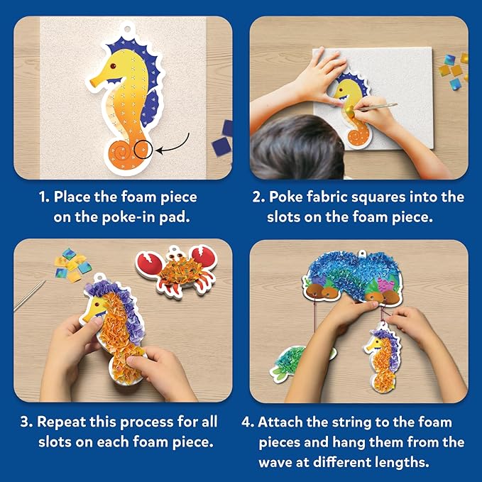 Skillmatics Poke-in Art - Underwater Animals, Mess-Free Arts & DIY Wood Crafts for Kids, Creative Kit, Gifts for Girls & Boys Ages 4, 5, 6, 7, 8, 9