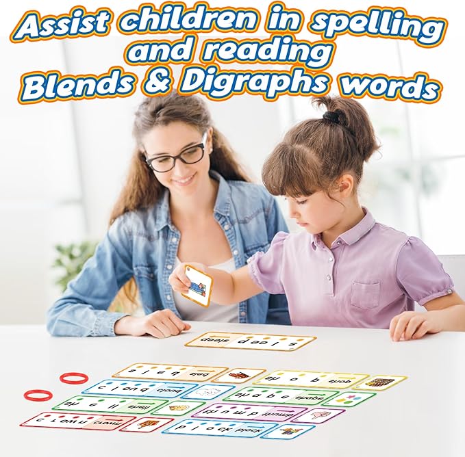 Kasfalci Blends & Digraphs Cards,Phonics Games,Speech Therapy Toys for Toddlers Kids,Learn to Read,Spelling Reading Learning Sight Word Games,kindergarten Preschool Learning Activities,Educational Toy
