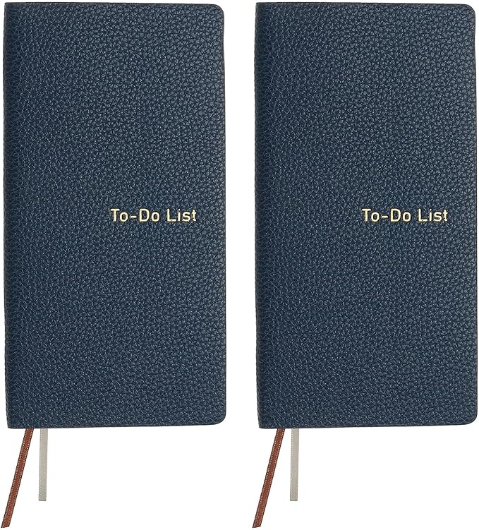 PATIKIL 2 Pcs Leather to Do List Notepads, 160 Pages 6.5 x 3.2" Leather Daily Planners to Do List Notebook for Business Personal Daily Plans Schedule Planner Office Supplies, Blue