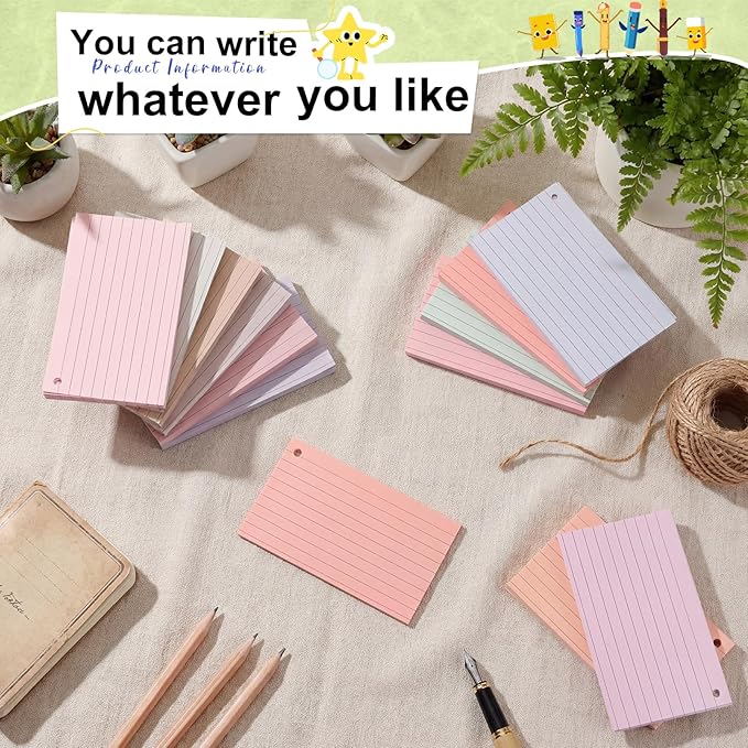 12 Pack Colored Index Cards with Key Ring 3 x 5 Inch 1800 Count Portable Flash Cards College Ruled Lined Flashcards Notepad Aesthetic Notecards for Note Taking Learning Office (Pastel Color)