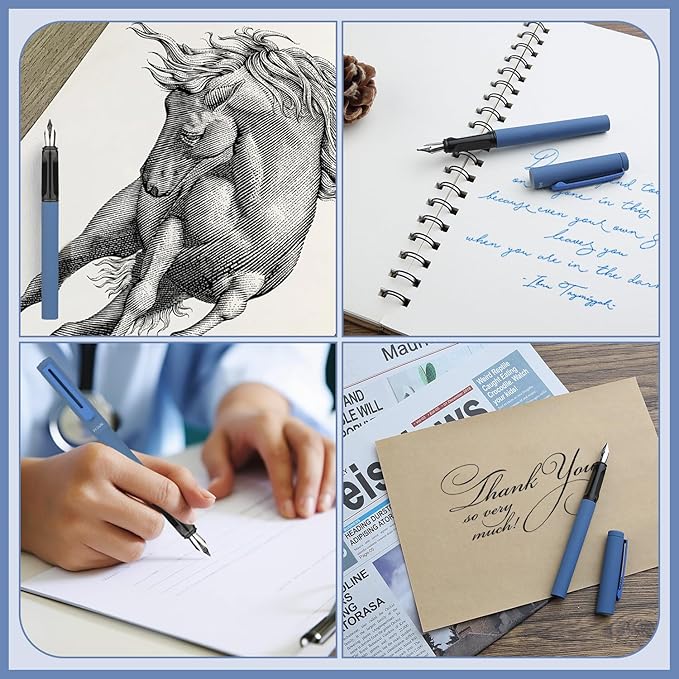 GC QUILL Calligraphy Pen Set 74pcs- 8 Calligraphy Fountain Pens with Varied Nibs, 66 Ink Cartridges(14 Colors)-Writing, Drawing, Calligraphy Practice for Beginner GC-F866