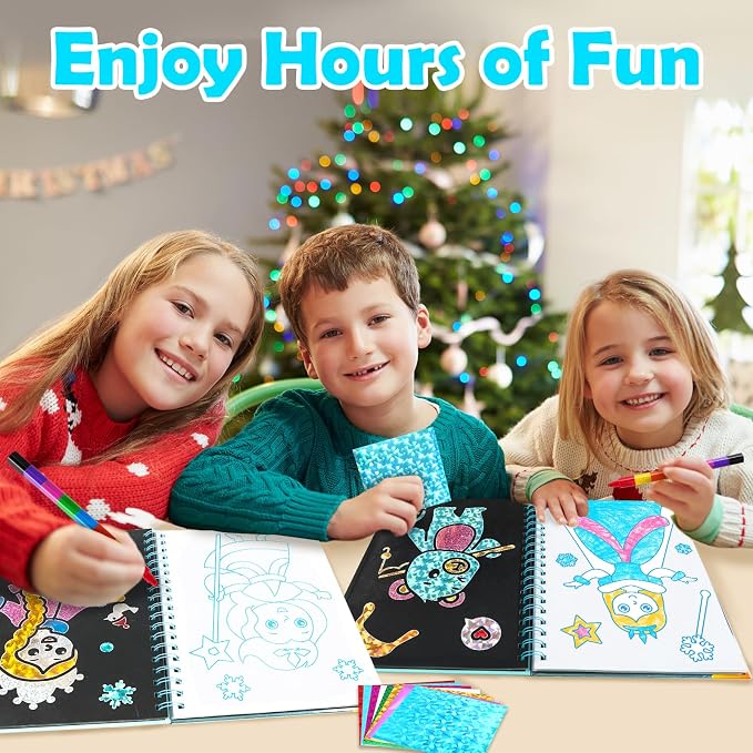 FUNNYB&G Mess-Free Foil Art Craft for Girls Ages 4-10, Kids Birthday Gift