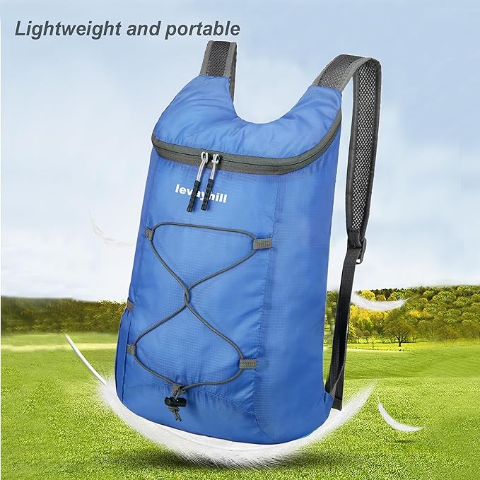 levayhill 16L Lightweight Foldable Hiking-Backpack Small Packable-Daypack For Travel,Ultralight Water-Resistant Gym Bag Men Women Easy Carry-on (Royal Blue)
