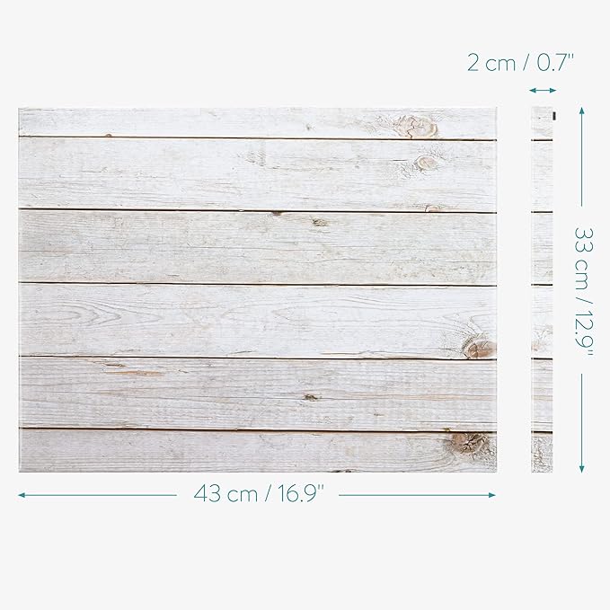 Navaris Magnetic Dry Erase Board - 13 x 17 inches Decorative White Board for Wall with Design, Includes 5 Magnets and Marker - Wooden Planks