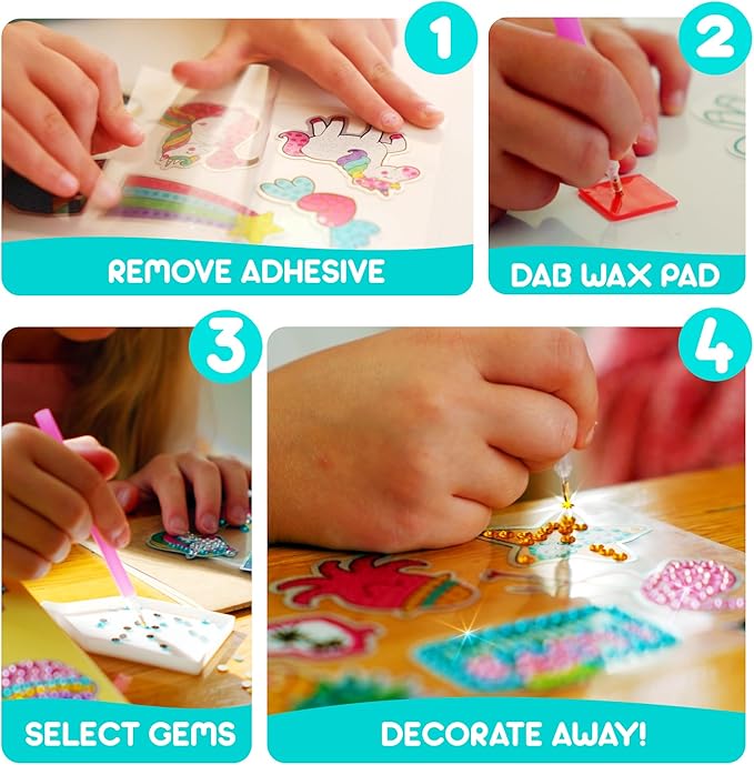 Blue Squid Diamond Art Kits for Kids – Summer Fun, Mermaid, & Unicorn - Fun & Easy DIY 5D Gem Art Kids Diamond Painting Kit - Arts & Crafts Kit, Girls, Boys Ages 6-12
