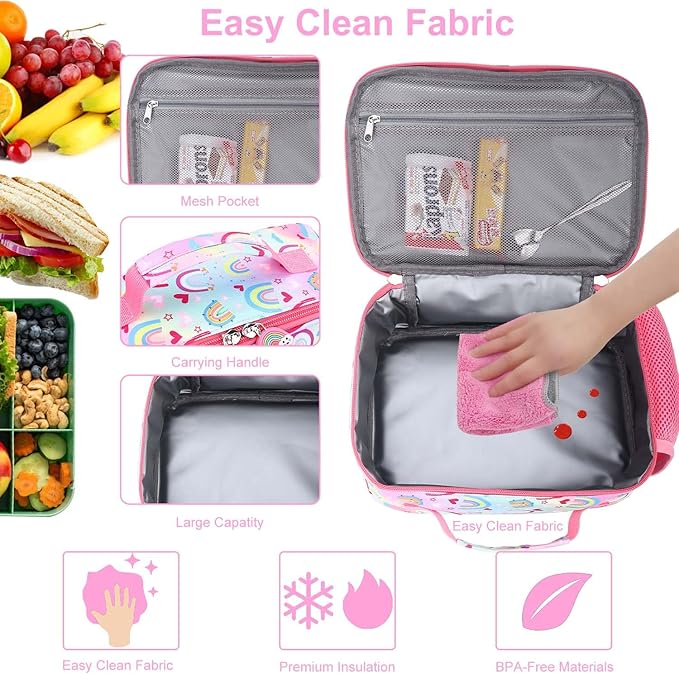 RHCPFOVR Kids Lunch Bag - Insulated Lunch Box for Boys Girls,Washable Lunch Bag and Reusable Toddler Leak-proof Lunchbox for School and Daycare