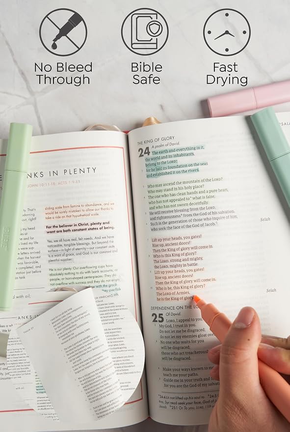 BLIEVE Bible Highlighters No Bleed Through, Chisel Tip, 5 Pack | No Smear, Quick-Dry, Aesthetic Cute Pastel Colors For Bible & Journaling (Pastel Edition)