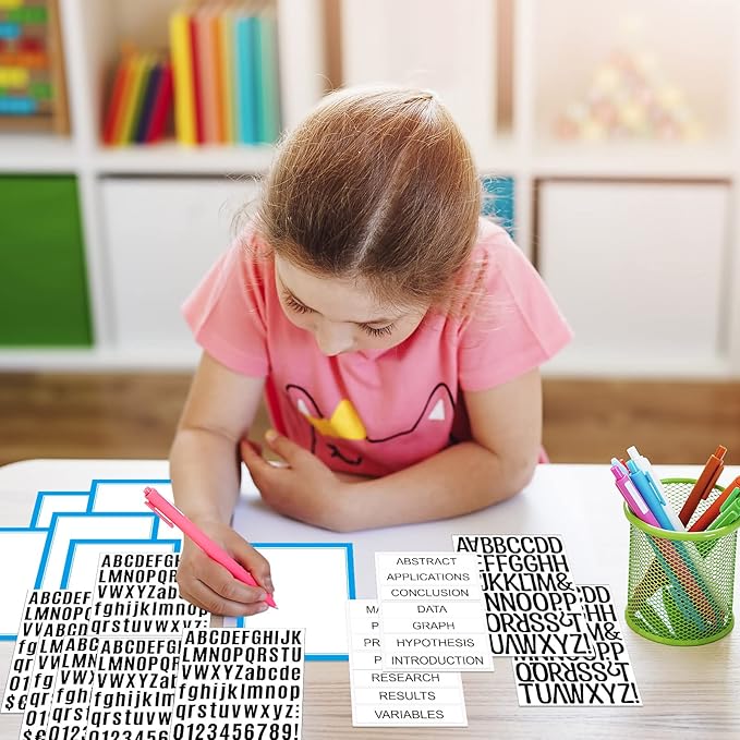 PerKoop 36 Sheets Science Fair Board Poster Boards Supplies 24 Self Adhesive Presentation Subtitles 4 Science Fair Project Titles 8 Personalized Letter Sticker for Classroom(Blue)