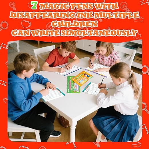 Magic Grooved Writing Practice for Kids Ages 3–5 - Reusable Grooved Writing Books for Kids 3–5 - Handwriting Practice for Kids 5–7 - Preschool Tracing Books & Learning Activities