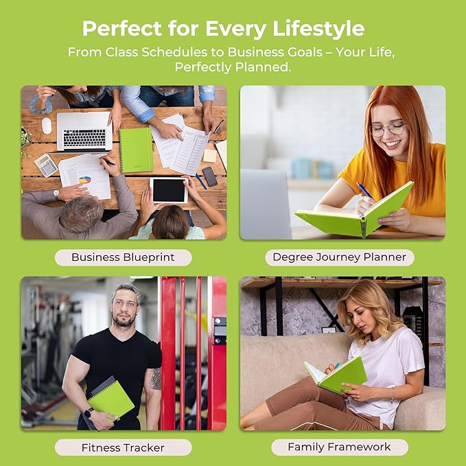 Planner 2026-2027 Daily Weekly and Monthly,11.5"x8.5",18 Months Spiral Bound Calendar Agenda with Self-adhesive Pen Holder,2026 Academic Plan with Vegan Leather Soft Cover,Wasabi Green