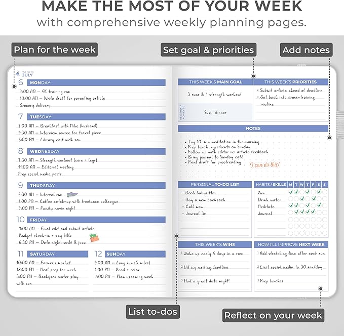 Clever Fox Planner 2nd Edition Dated Jan 2026-Jan 2027 – Colorful Weekly & Monthly Goal Setting Planner, Habit Trackers, Time Management and Productivity Organizer, Gratitude Journal, A5 (White)