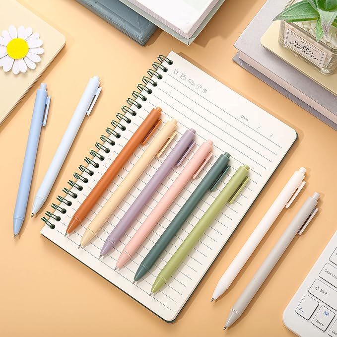 Kisston 30 Pcs Bible Aesthetic Quick Dry Ink Pens Retractable Ballpoint Fine Point Pens Smooth Writing Black Ink 0.5 mm Gel for School Office Home, 10 Colors(Morandi Colors)