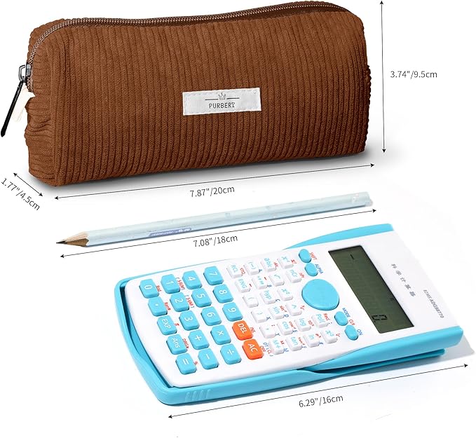 Pencil Bag Pen Case, Soft Corduroy Small Pencil Pouch Organizer with Zipper, Cute Pencil Case Pouch Stationery for Girls and Boys – Brown