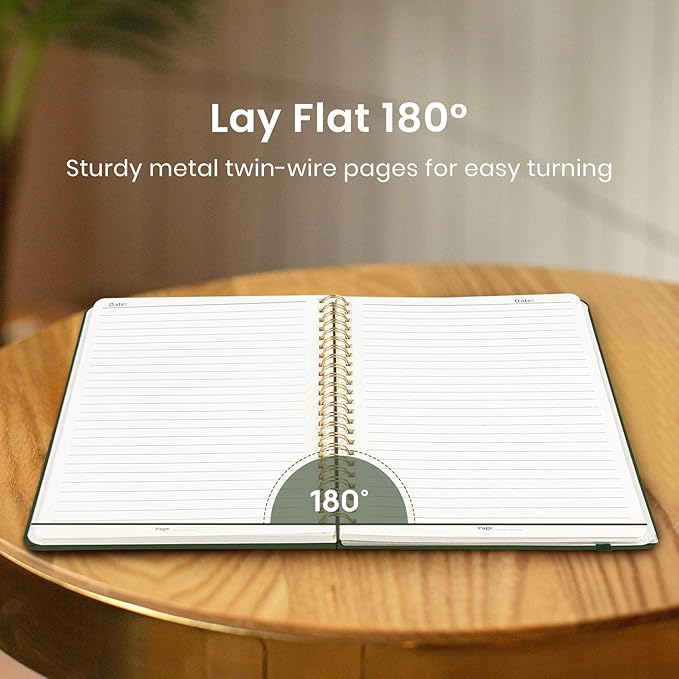 Taja Lined Spiral Journal Notebook for Women & Men, 140 Pages, College Ruled Hardcover Notebook for Work & Note Taking, Journals for Writing, A5(5.7" x 7.9") – Dark Olive Green