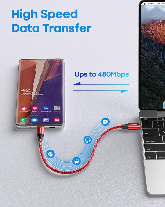 etguuds USB C to USB C Cable 1ft, 2-Pack 60W USBC to USBC Cord, Type C to C Charger Cable Fast Charging for iPhone 17 16 15 Pro Max Plus Air, Samsung Galaxy S25 S24 S23, for MacBook/iPad, Pixel