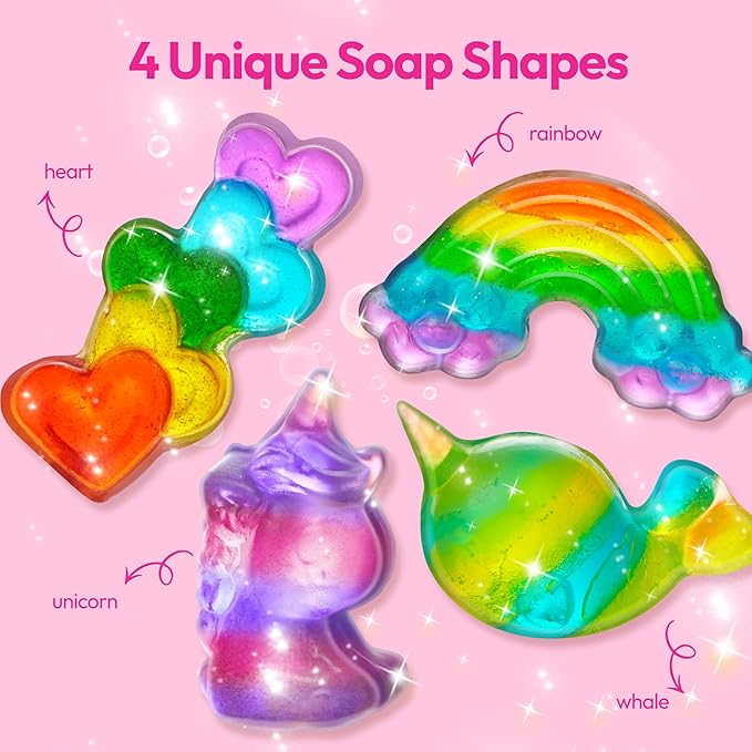 Klever Kits Unicorn Soap Making Kit- 4 Molds Girl Crafts DIY Project, Unicorn Girl Gifts, Kids Birthday Gift for Aged 6+, Science STEM Activity Teenage Gifts for Toddler Ages 6 7 8 9 10 11 12
