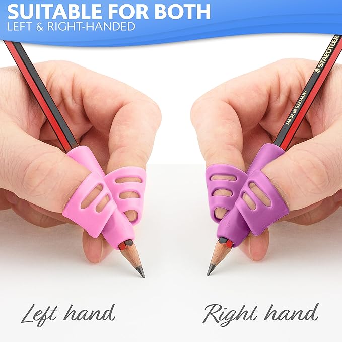 Stylo 3 Pack Pencil Grips for Kids Handwriting - Ergonomic Pencil Grippers for Toddlers Ages 2-5, Preschool & Kindergarten - Left Handed & Right Hand Writing Tools - Occupational Therapy Grip