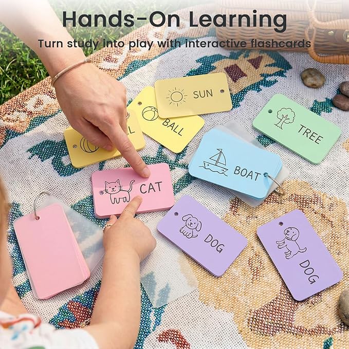 Koogel 400PCS Colored Index Cards, 2.2 x 3.5 Inch, Small Index Cards Bulk with Ring, Easy Flip Portable Notecard Blank On Both Sides Flashcard for Studying School Classroom College Supplies, 8 Colors