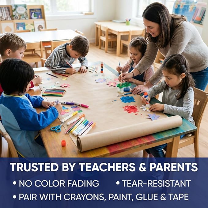 Red Construction Paper Roll 48" x 100 ft – Made in USA – 48" Bulletin Board Paper for Classroom & School, Teachers & Kids