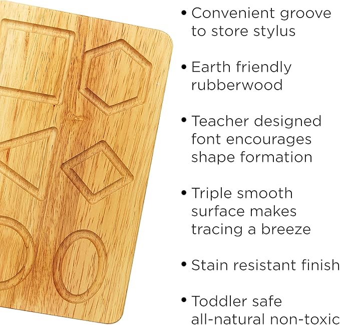 Montessori & Me Wood Number Tracing Board - Montessori Numbers and Shapes Complements Wooden Letter Tracing Board - Large Wooden Print Numbers for Toddler to Preschool