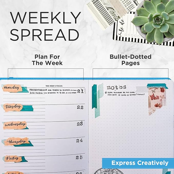 Wordsworth & Black A5 Undated Weekly, Monthly Planner, A5 Paper, Blue