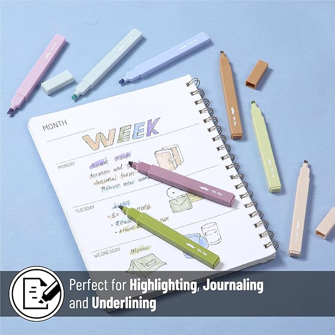 Mr. Pen- Aesthetic Highlighters No Bleed, 8 Pack, Verdant Earth, Chisel Tip, Cute Highlighters Assorted Colors for Journaling, Highlighting, Underlining, Fast Dry, Back to School Supplies