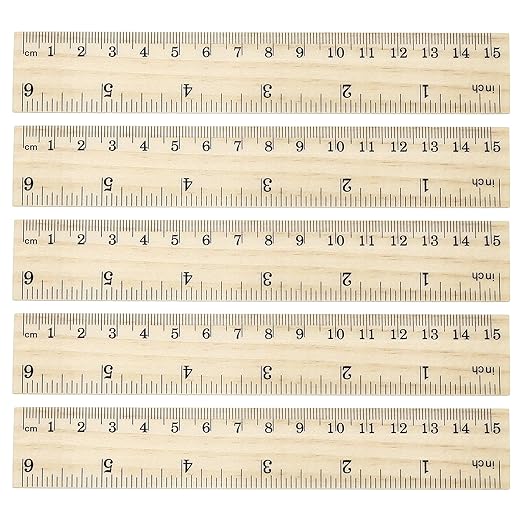 PATIKIL 6 Inch Wooden Rulers, 12Pcs Drafting Ruler Measuring Drafting Tools with Centimeters and Inches for Office Home Teacher Drawing Supplies, Wood