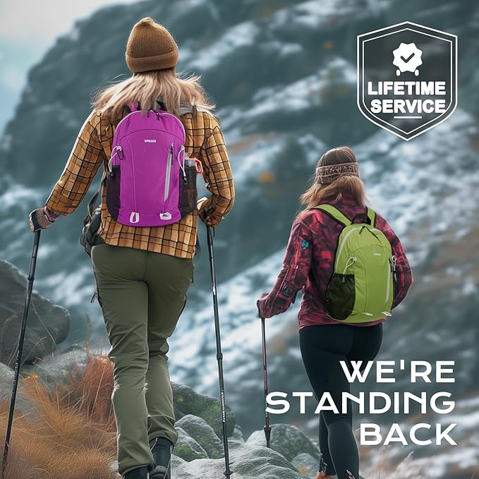 VPBAGE 15L Water-resistant Hiking Daypack, Small Backpack Travel Outdoor, Lightweight Day Pack with Tool Loops