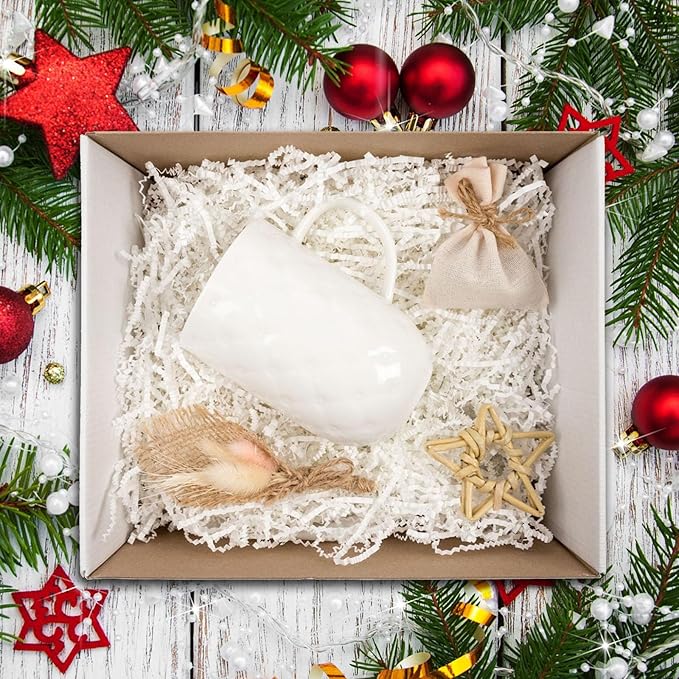 Tisspoms 1LB Ivory Crinkle Cut Paper Shred Filler, Paper Shreds for Basket Fillers, Birthday, Gift Wrapping, Anniversary, Wedding, Halloween, Thanksgiving, Christmas Gift Decor Party Filler