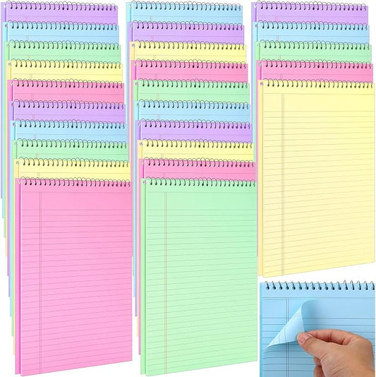 25 Pack Pastel Colored Legal Pads Top Bound Spiral Notebook College Ruled Steno Pads 8.5 x 11, 5 x 8 Inch Hard Cardboard Paper Notepad for Office School (8x11 Inch)