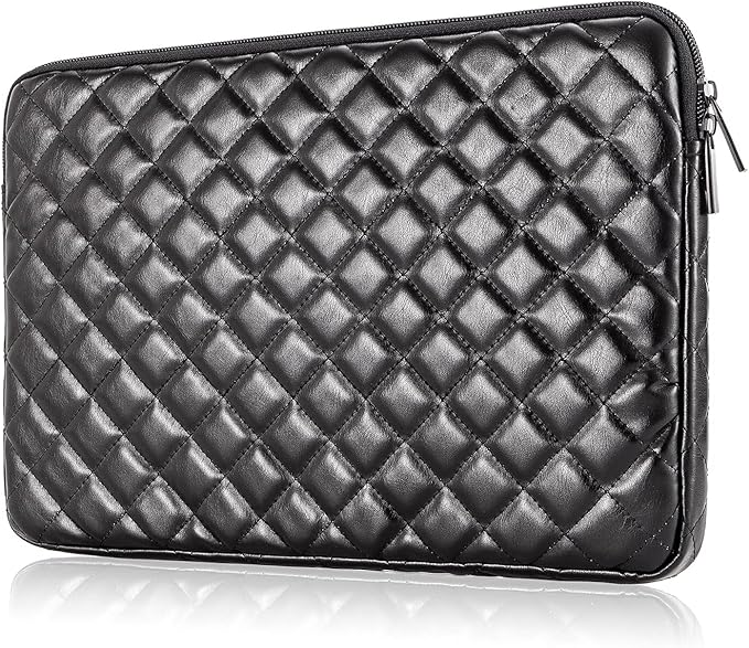 Puffy Laptop Sleeve 11 12 13 13.3 14 15 15.6 inch Puffy Laptop Case Protective Bag Quilted PU Leather Lined Padded