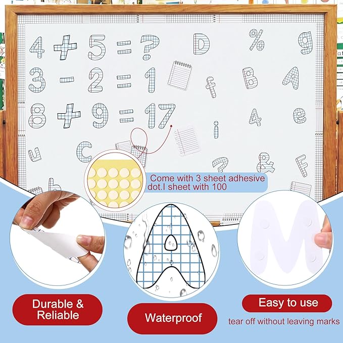 221 Pcs Lined Notebook Bulletin Board Letters, Round Alphabet Number Punctuation Symbol Combo Letter Cutouts, Composition Classroom Decor for Summer School Chalkboard Whiteboard Poster Wall