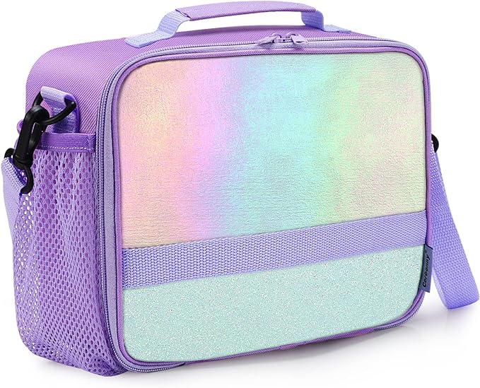 Cerbonny Kids Lunch Box, Crystal Purple, Insulated, Durable, Adjustable Shoulder Strap, Keeps Food Warm, Ideal for School and Travel