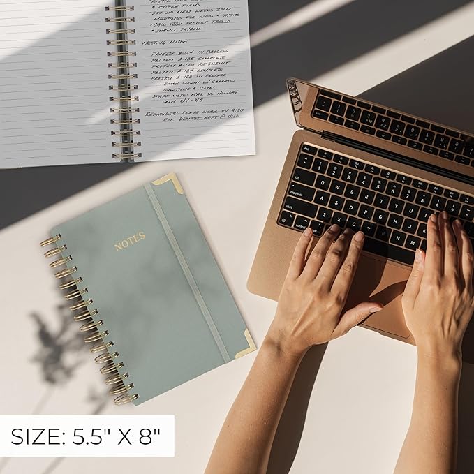 Aesthetic Thick Spiral Notebook Journal For Women in A5 Format - Modern Linen Hardcover College Ruled Note Book With 220 Lined Pages - Perfect For Writing And Staying Organized at Work or Schoo