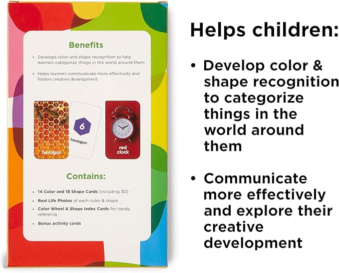 Award-Winning Colors & Shapes Flash Cards for Kids Ages 2-8 – 36 Durable Cards with Real Pictures – Learn Colors, Shapes & Categorization – Preschool, Kindergarten, Homeschool & Classroom