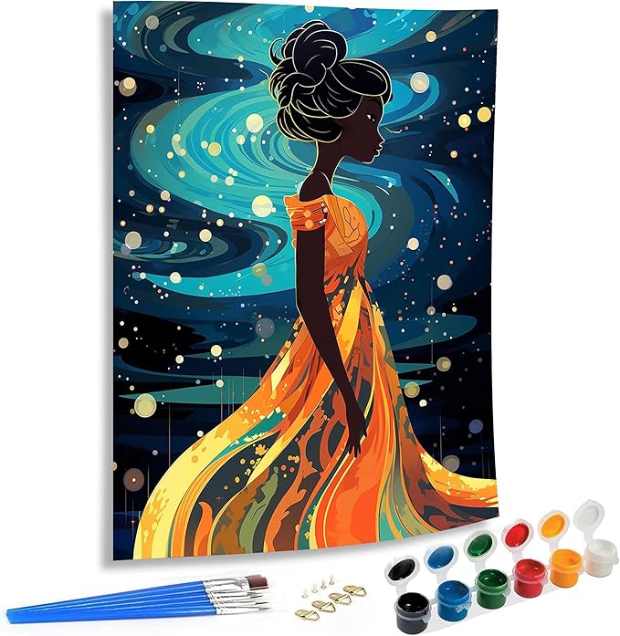 SKRYUIE Paint by Numbers Kits for Adults African Americans, Acrylic Africa Oil Paint by Numbers for Adults Beginner Canvas with Brushes Paintwork Art Crafts for Home Decor 16x20 inch u8
