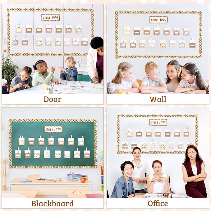 WATINC 97pcs Class Jobs Bulletin Board Set, Classroom Jobs Chart with Name Tags, Back to School Schedule Boards Pocket Chore Behavior Chart for Classroom Chalkboard Walls Decoration (Boho Print)