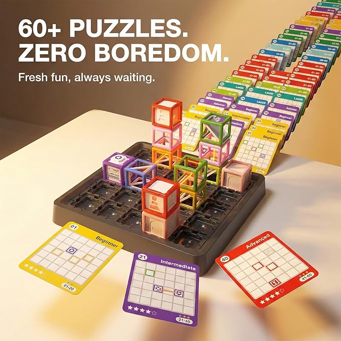 2026 New Laser Maze Reasoning Game, STEM Toys for Ages 8-13 with 60+ Challenges Puzzle Game, Board Games for 8-13 Years Old Children Gift, Learning Education Toys for Space & Logic - 37 Pcs