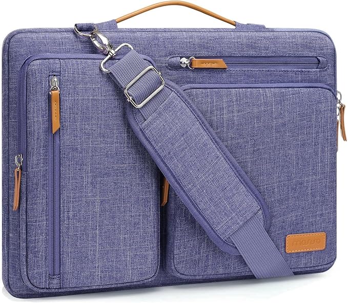 MOSISO 360 Protective Laptop Shoulder Bag,15-15.6 inch Computer Bags Compatible with MacBook Pro 16 inch, HP, Dell, Lenovo, Asus Notebook,Side Open Messenger Bag with 4 Zipper Pockets, Purple Orchid