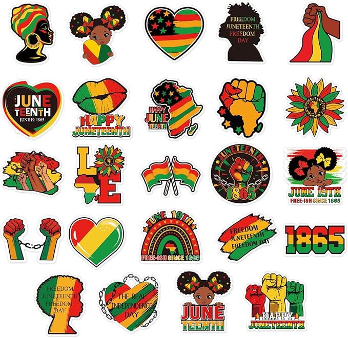 Wxiben Juneteenth Decoration Fridge Magnets - 24 Pcs African American Refrigerator Magnet 1865 Freedom Day Magnetic Decorative Stickers for Home Holiday Office Car Mailbox Kitchen Locker Decor