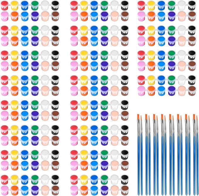 20 Pack Mini Acrylic Paint Set,12 Colors Acrylic Paints Strips for Kids&Adults Craft Paint,280 PCS Kids Painting Kit Container Strips Storage, Perfect for Home Birthday Classroom Party Favors……
