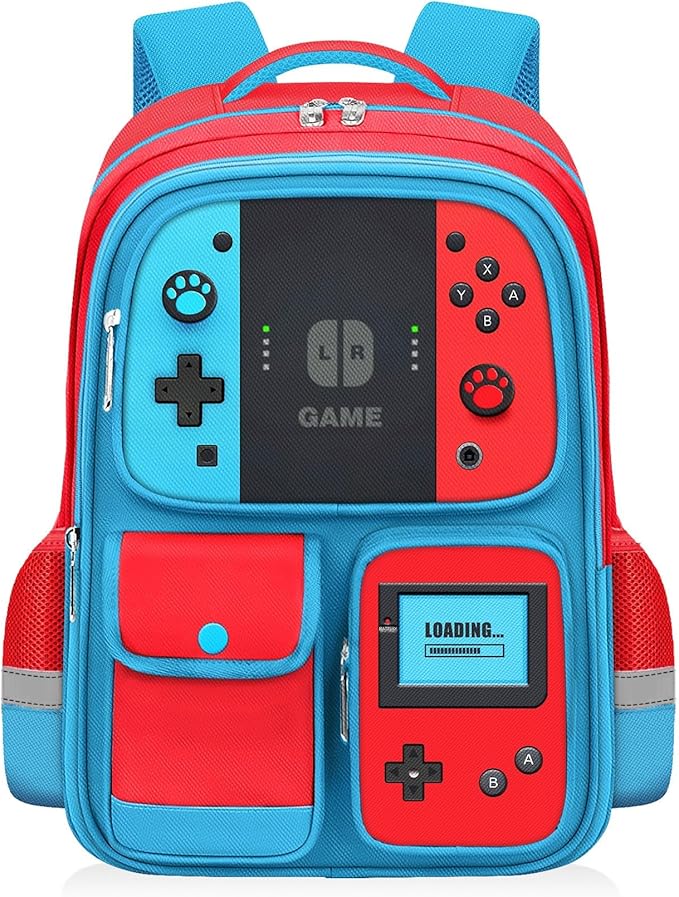 TILYTADLY School Backpack for Boys - Gamer Boys Backpack for Kids Children Elementary Middle School - Students Bag for Ages 6-18,17″ Video Game Bookbag Travel Back Pack