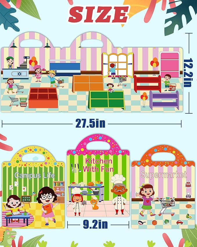 Benresive Reusable Sticker Book for Toddlers & Stickers for Kids, Toddler Travel Toys, Craft Activities, Boys & Girls Birthday Gifts