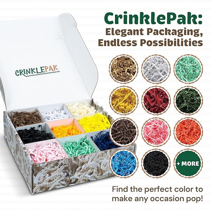 Kraft Crinkle Cut Paper Shred 2 LB | USA Made Gift Basket Filler, Shredded Paper for Gift Baskets, Wedding, Christmas, Mother’s Day, Birthdays, Boxes & Packaging | Kraft