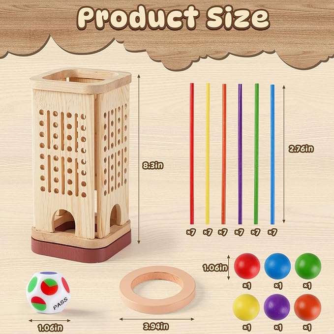 Montessori Game Wooden Board Game, Multiplayer for Kids 4-8, Math Educational, Fine Motor Skill Toy for Girls Boys, Classic Fun Games for Age 3 4 5 6 7 8 Girls Boys Gifts