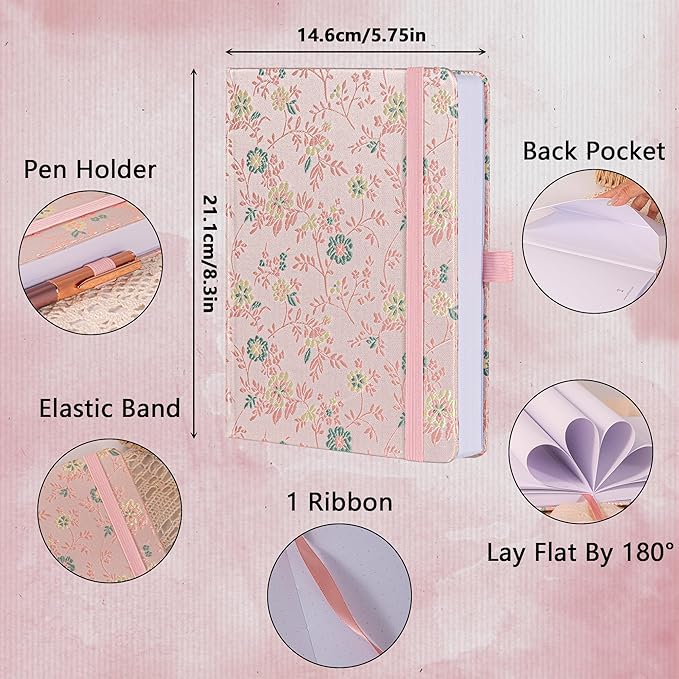 TIEFOSSI Dotted Journal Notebook for Women Men, A5 Journals for Writing, 160gsm 190 Pages Thick Paper, Perfect for Office & Home School Supplies, 8.4 X 5.8 In